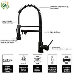 Torneira Cozinha Gourmet Monocomando Com Spray Extensor