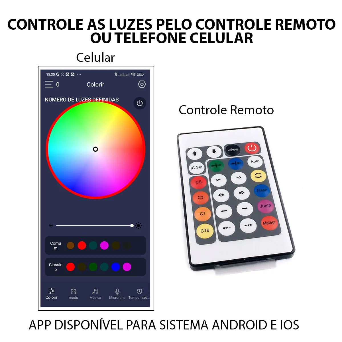 Pisca Pisca Natal Led RGB - IP68 Controle Remoto - Aplicativo Android e iOS