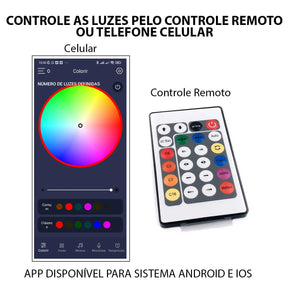 Pisca Pisca Natal Led RGB - IP68 Controle Remoto - Aplicativo Android e iOS